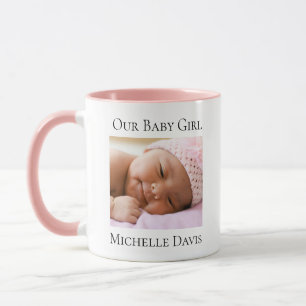 Schönes rosa Foto Mädchen Geburtsankündigung Tasse