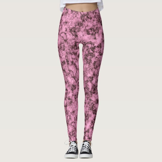 Schönes rosa, helles Marmor dunkle Adern Leggings (Vorderseite)