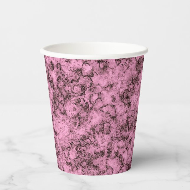 Schönes rosa, helles Marmor dunkle Adern Pappbecher (Vorderseite)