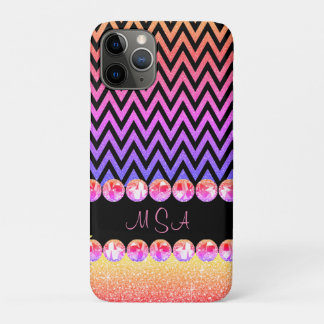 Schönes rosa Lila Bling Glam Zickzack Monogramm Case-Mate iPhone Hülle