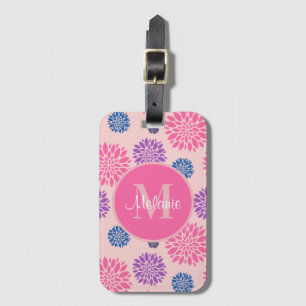 Schönes Rosa Lila und Blaues Florales Personalisie Gepäckanhänger