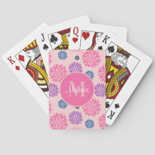 Schönes Rosa Lila und Blaues Florales Personalisie Spielkarten