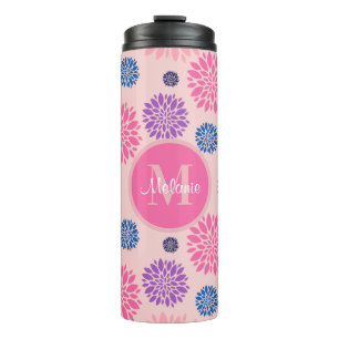 Schönes Rosa Lila und Blaues Florales Personalisie Thermosbecher