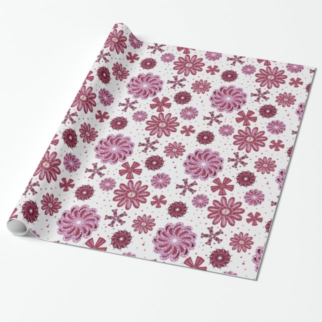 Schönes rosa Mandala nahtloses Muster Geschenkpapier (Ungerollt)