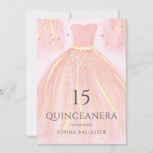 Schönes Rosa Meerjungfrau Kleid Quinceanera Einladung