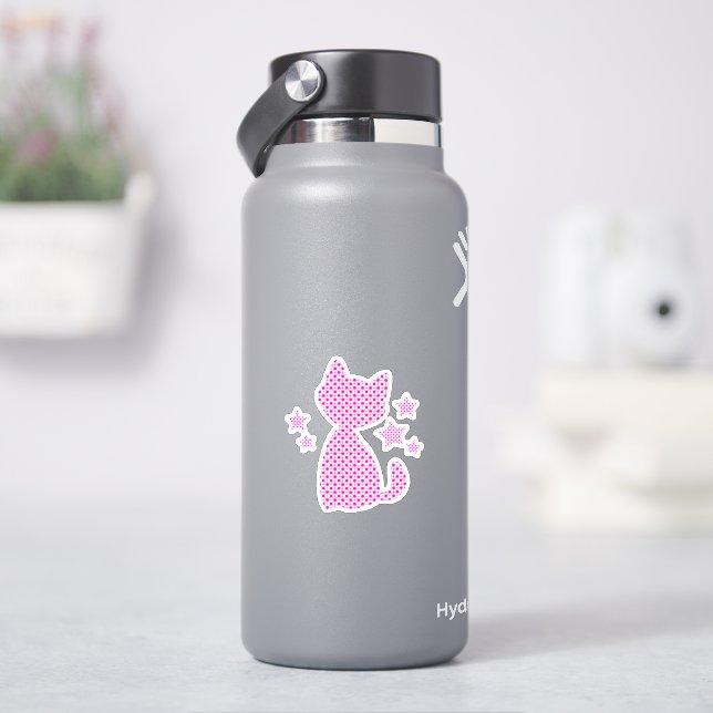 Schönes rosa Niedliches Kätzchen mit Sterisken Aufkleber (HydroFlask)