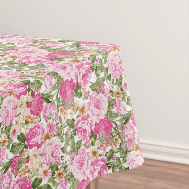 Schönes rosa Rosenmuster Esstisch Tischdecke (Beispiel)
