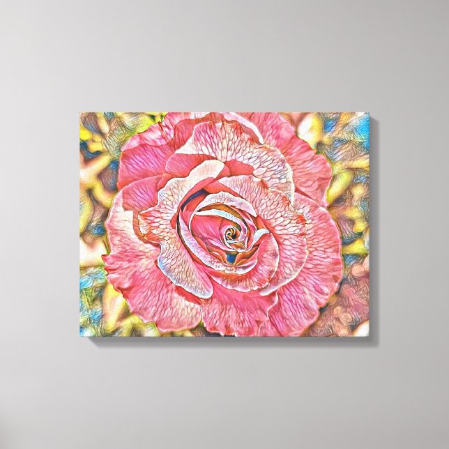 Schönes rosa Sommer Rose Blume Gemälde Leinwanddruck (Vorderseite)