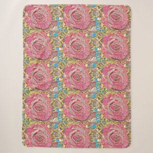 Schönes rosa Sommer Rose Blume Gemälde Sherpadecke