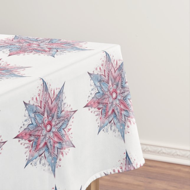 Schönes Rosa und Blau Kaleidoskop Weihnachten Tischdecke (Beispiel)