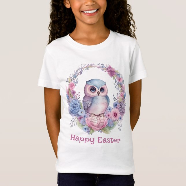 Schönes rosa und blaues Owl in einem Kaminöster T-Shirt (Vorderseite)