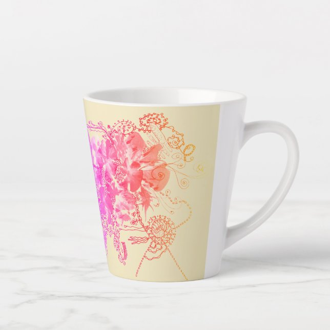 Schönes Rosa und Lila Blüten Milchtasse (Rechts)