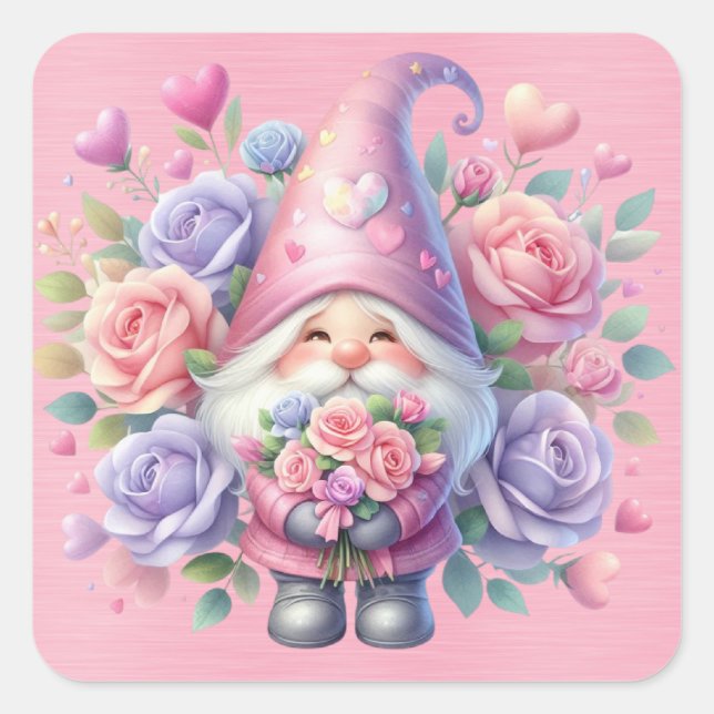 Schönes Rosa und Lila Genom unter den Rose Quadratischer Aufkleber (Vorderseite)