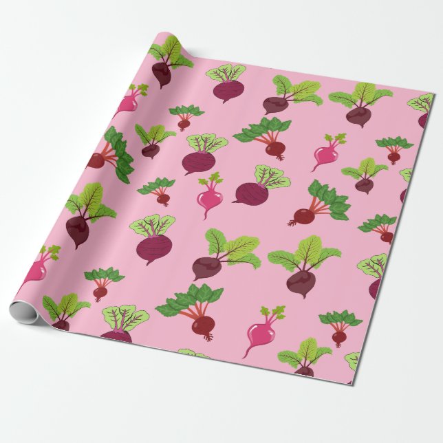 Schönes Rosa und Lila Rübe Gemustert Geschenkpapier (Ungerollt)