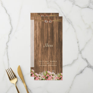 Schönes Rosa und Weiße Rosen auf Holz - Menü Menükarte