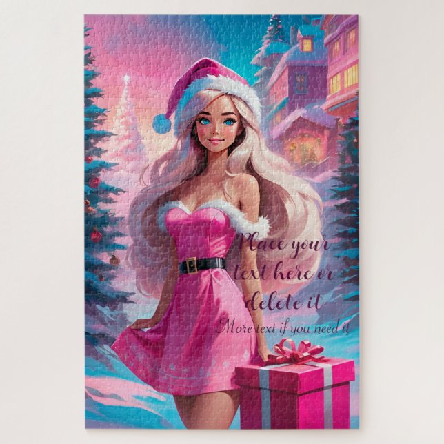 Schönes rosa Weihnachtsmädchen 01 (Vertikal)