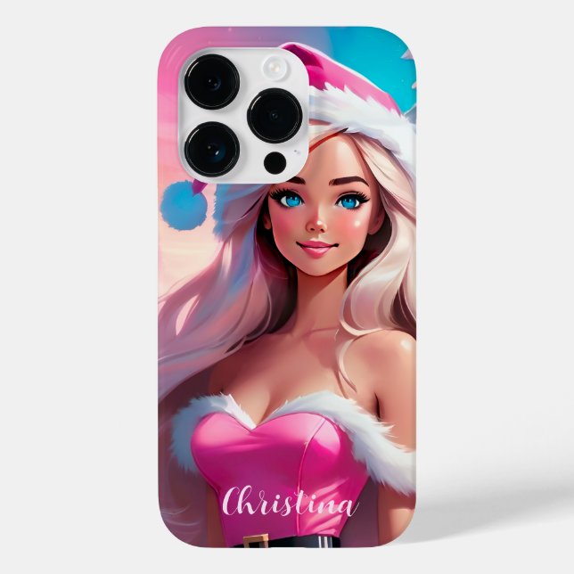 Schönes rosa Weihnachtsmädchen 01 Case-Mate iPhone 14 Pro Hülle (Rückseite)