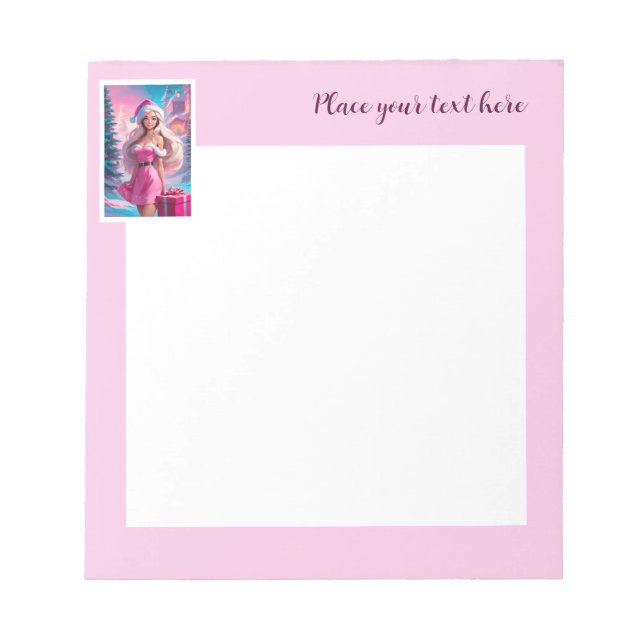 Schönes rosa Weihnachtsmädchen 01 Notizblock (Vorderseite)