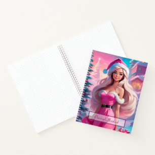 Schönes rosa Weihnachtsmädchen 01 Notizbuch