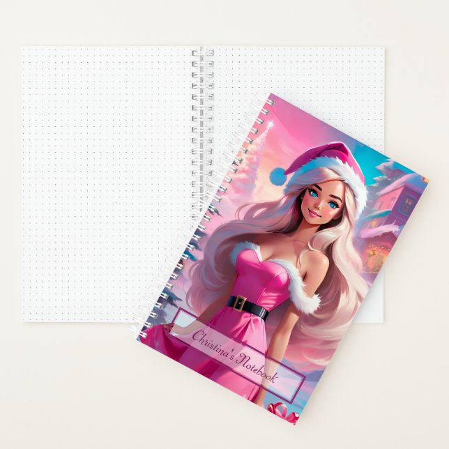 Schönes rosa Weihnachtsmädchen 01 Notizbuch (Innen)