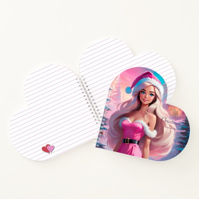 Schönes rosa Weihnachtsmädchen 01 Notizbuch (Innenseite)