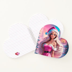 Schönes rosa Weihnachtsmädchen 01 Notizbuch