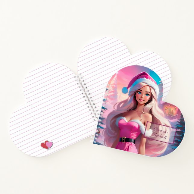 Schönes rosa Weihnachtsmädchen 01 Notizbuch (Innenseite)