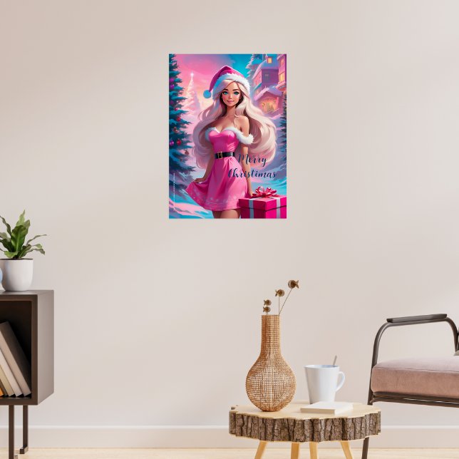 Schönes rosa Weihnachtsmädchen 01 Poster (Wohnzimmer 3)