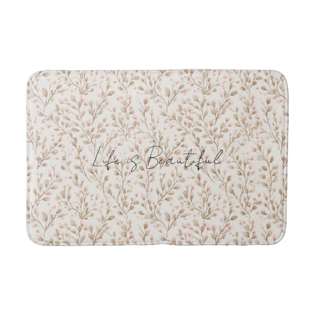 Schönes Rosé Rosa Creme Blumenmuster  Badematte (Vorderseite)