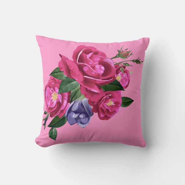 Schönes Rose Sketch-Kissen Kissen (Vorderseite)