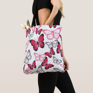 Schönes Rot-Schwarz-Schmetterlings-Kunstmuster Tasche