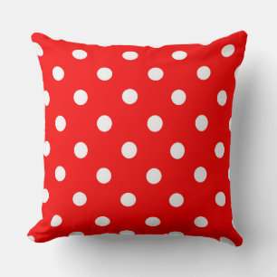 Schönes Rot-Weiß-Polka-Punkte-Muster Kissen