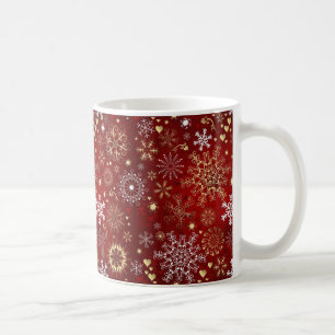 Schönes Rot, Weiß und Goldene Weihnachten Kaffeetasse