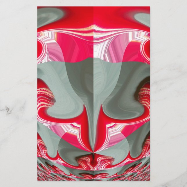 schönes rotes Aschengrau geometrisches Motiv ART D Briefpapier (Vorderseite)