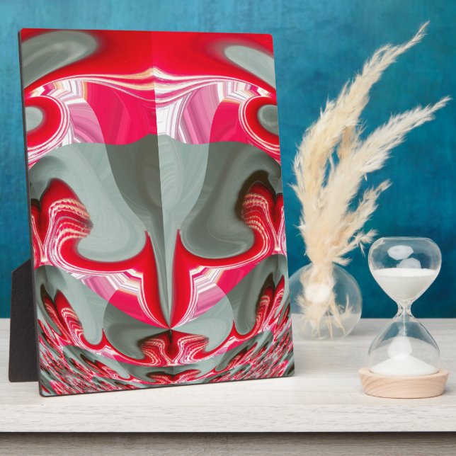 schönes rotes Aschengrau geometrisches Motiv ART D Fotoplatte (Seite)