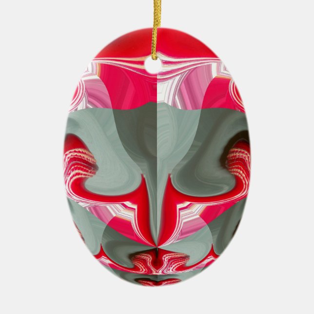Schönes rotes Aschengrau geometrisches Motiv ART D Keramik Ornament (Vorne)