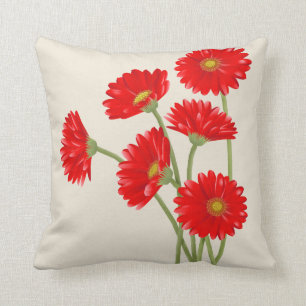 Schönes rotes Gerbera-Gänseblümchen-Wurfs-Kissen Kissen
