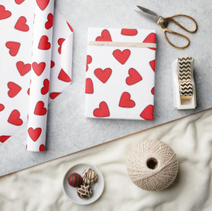 Schönes rotes Herz glänzendes Papier - Hinzufügen  Geschenkpapier