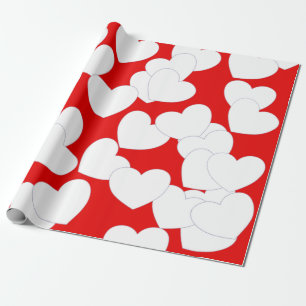 Schönes rotes Schlagpapier mit großen weißen He Geschenkpapier