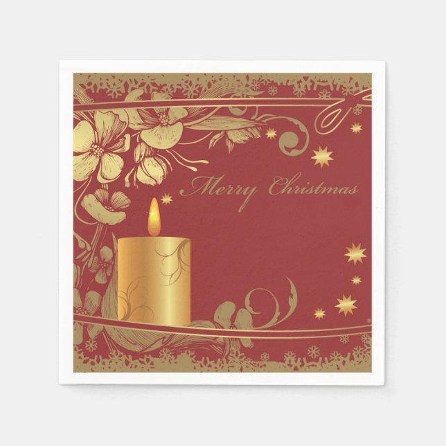 Schönes, rotes und goldenes Weihnachtsbuch Napkins Serviette (Vorderseite)