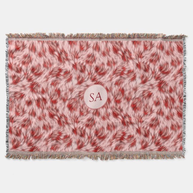 Schönes rotes und rosafarbenes, monogrammatisches  decke (Vorderseite)