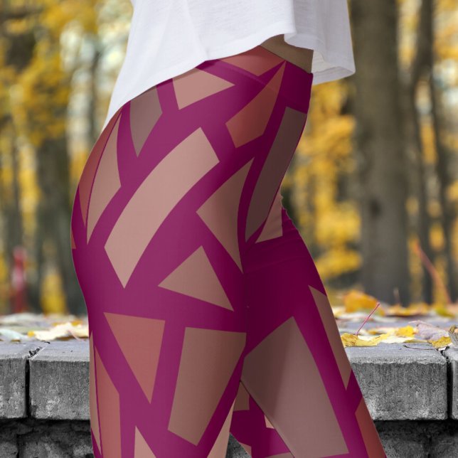 Schönes Rotwein Mosiac Muster Leggings (Blocks Mosiac on Red Wine Leggings)