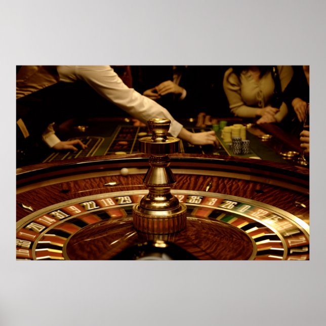 Schönes Roulette-Rad aus Holz Poster (Vorne)