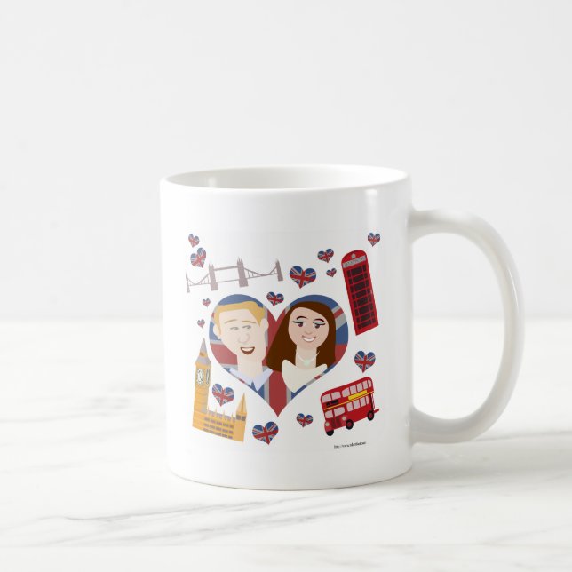 Schönes Royal Couple Cartoon Liebe Design Kaffeetasse (Rechts)
