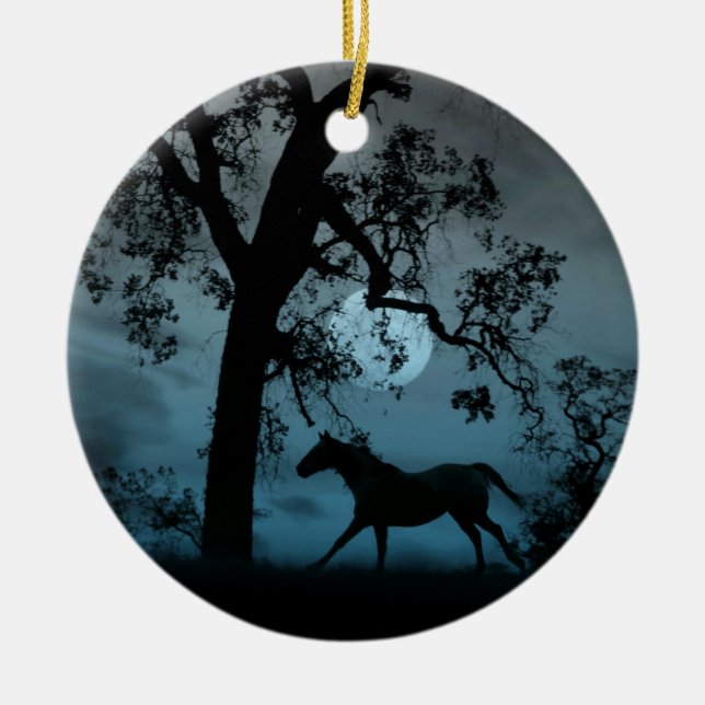 Schönes Running Horse und Vollmond Ornament (Vorne)