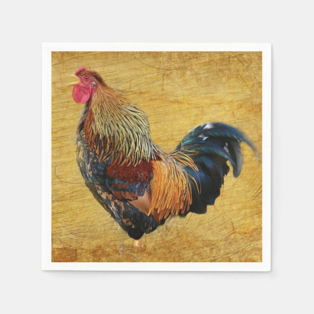 Schönes rustikales Rooster Serviette (Vorderseite)