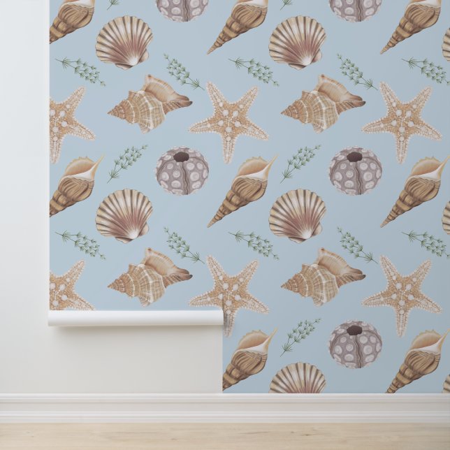 Schönes Saltwater Seashells Muster Tapete (Anwendung)