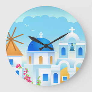 Schönes Santorin Griechenland Große Wanduhr