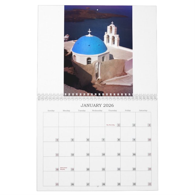 Schönes Santorini Griechenland Kalender (Jan 2026)