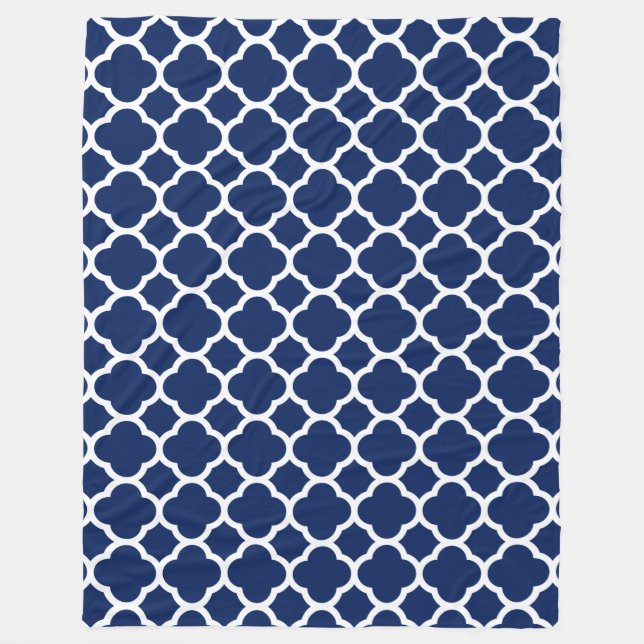 Schönes Sapphire Blue Quatrefoil Pattern Fleecedecke (Vorderseite)